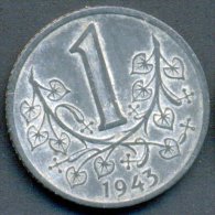 BOHMEN UND MAHREN , 1 KRUNA 1943 , KM 4 UNCLEANED ZINC COIN - Czechoslovakia