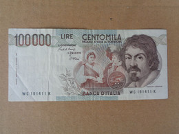 BANCONOTA CENTOMILA LIRE 100000 CARAVAGGIO 1 TIPO REPUBBLICA ITALIANA - 1 SETTEMBRE 1983 - LEGGI - 100000 Liras