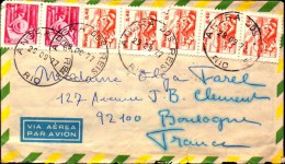 Lettre De Rio Pour Boulogne France, Avec Bloc De 10 Timbres 1977   (bon Etat) - Brieven En Documenten