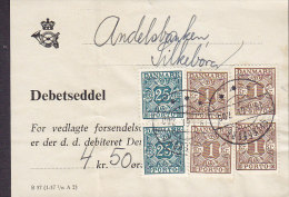 Denmark ANDELSBANKEN, SILKEBORG 19.1.1961 Debetseddel Franked W. Postage Due Stamps Portomarken Mi. 30, 31 - Port Dû (Taxe)