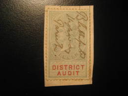 District Audit 10 Shillings On Piece Revenue Fiscal Tax Postage Due Official England UK GB - Steuermarken