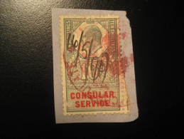 Consular Service 10 Shillings On Piece Revenue Fiscal Tax Postage Due Official England UK GB - Fiscaux