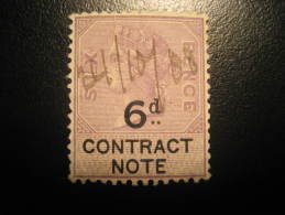 Contract Note 6d Revenue Fiscal Tax Postage Due Official England UK GB - Revenue Stamps