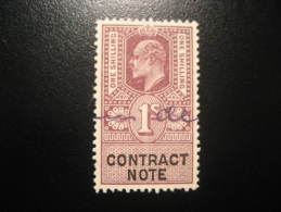 Contract Note 1 Shilling Revenue Fiscal Tax Postage Due Official England UK GB - Revenue Stamps