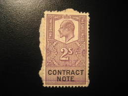 Contract Note 2 Shillings On Piece Revenue Fiscal Tax Postage Due Official England UK GB - Revenue Stamps