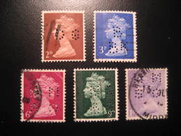 Perforated 5 Stamp Lot Revenue Fiscal Tax Postage Due Official England UK GB - Steuermarken
