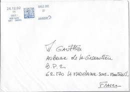 GENEVE 1 MONT BLANC 24/12/2002  Tarif 2.00 Pour La FRance Grande Enveloppe A5 - Máquinas De Franquear