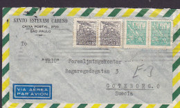 Brazil Via Aerea Par Avion SANTO ESTEVAM CARUSO, SAO PAULO 195? Cover Letra GOTHENBURG Sweden (2 Scans) - Briefe U. Dokumente