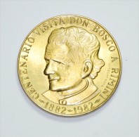 Medal 1982 - Centenario Visita Don Bosco A Rimini Signed Guido Angelini - Monarquía/ Nobleza