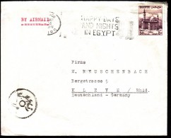 Egypt Cairo 1958 Foreign Traffic To Germany Happy Days And Nights In Egypt Machine Stamp - Posta Aerea