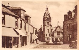 05001 "SCOZIA - DUMFRIESSHIRE - LOCKERBIE - HIGH STREET AND TOWN HALL" ANIMATA, CARS '40. CART. POST. ORIG. NON SPEDITA - Dumfriesshire