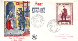 Sarre - Lettre De 1955 - Oblitération Saarbrücken - Expédié Vers La France - Facteur - Briefe U. Dokumente
