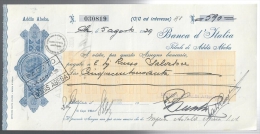 BANCA D'ITALIA ADDIS ABEBA ASSEGNO BANCA D'ITALIA DA 590 LIRE DOC.195 - Cheques & Traveler's Cheques