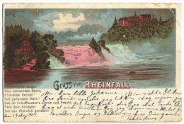 Gruss Vom Rheinfall Farblitho 1904 Gest. Schaffhausen Unterstadt - Hausen Am Albis 