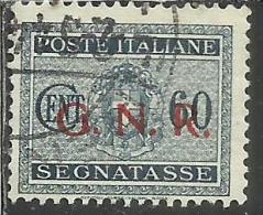 ITALIA REGNO ITALY KINGDOM 1944 REPUBBLICA SOCIALE ITALIANA RSI TASSE TAXES SEGNATASSE GNR CENT. 60 TIMBRATO USED - Strafport
