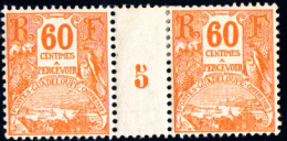 GUADELOUPE - Taxe N° 21* - 60c  Jaune-orange - Millésime 5 - Avec Charnière De Renfort. - Other & Unclassified