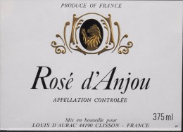 ETIQUETTE De VIN " ROSE D'ANJOU "  - 37,5cl - Très Bon Etat  - - Vino Rosato