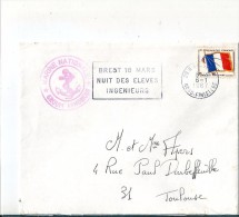 Enveloppe  .    Expédiée  De  Brest  (  Marine Nationle - Timbre F.M - )  à  Destination  De  Toulouse  ( 31 ) - Militärische Franchisemarken