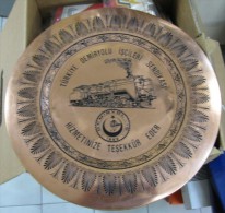 AC- UNION OF TURKISH STATE RAILWAYS WORKERS - THANK YOU FOR YOUR SERVICES COPPER PLATE - Spoorweg