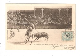 CPA Corrida De Toros Suerte De Varas Cavalier Taureau - Spectateurs - 1904 - Corrida