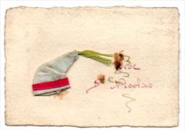 BONNET De Saint NICOLAS Sur Petite Carte, Tissu. - Saint-Nicholas Day