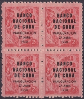 1950-144 CUBA. REPUBLICA. 1950. Ed.435. PROPAGANDA DEL TABACO. HABILITADO BANCO NACIONAL. BLOCK 4. MNH. - Ungebraucht