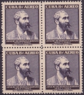 1957-193 CUBA. REPUBLICA. 1957. Ed.706. JOSE MARIA HEREDIA GIRALD. FRANCE. INDEPENDENCE WAR. MNH. BLOCK 4. - Neufs