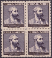 1957-193 CUBA. REPUBLICA. 1957. Ed.706. JOSE MARIA HEREDIA GIRALD. FRANCE. INDEPENDENCE WAR. MNH. BLOCK 4. - Ungebraucht