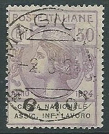 1924 REGNO USATO PARASTATALI ASSIC INF LAVORO 50 CENT - M45-9 - Franchigia