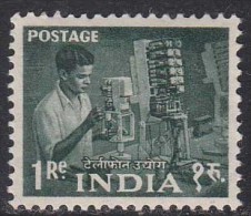 India MH 1955, 1r (Wmk Multi Star) Indian Telephone, Telecom Industry,  Five Year Plan 2nd Definitive Series - Ungebraucht