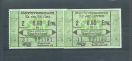 ALLEMAGNE WUPPERTAL 2 TICKETS POUR 4 TRAJETS - Europa
