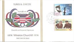 58204)  FDC DELLE-TURKS & CAICOS-CHURCHIL AND ROOSEVELT SIGNATURE -30-10-1974 - Turks E Caicos