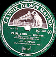 78 Trs - 25 Cm - état EX  -  LOUIS MARIANO -  PLUS LOIN ... - L'AMOUR EST UN BOUQUET DE VIOLETTES - 78 T - Disques Pour Gramophone