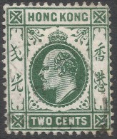 Hong Kong. 1907-11 KEVII. New Colours. 2c Used. Mult Crown CA W/M SG 92a - Gebraucht