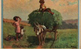 Carte Postale Illustrateur  Redon -  - La Rentrée Des Foins  -  Ane, Charrette, Enfants, (  Série 1939  N° 7) - Redon