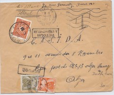 LBL36 - ALGERIE LETTRE  PARIS / ALGER D'OCTOBRE 1955  SOUMISE A DOUBLE TAXATION - Briefe U. Dokumente