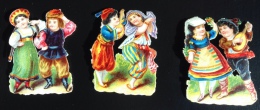 Chromo Découpis Thème Enfant  Gaufrés Relief Petit Couple Danseur Italie Espagne ? 4,5 Cm De Hauteur - Enfants