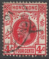 Hong Kong. 1921-37 KGV. 4c Used. Mult Script CA W/M SG 120a - Gebraucht