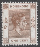 Hong Kong. 1938-52 KGVI. 1c Light Brown MH. SG 140a - Ungebraucht