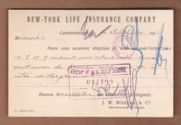 AC - NEW YORK LIFE INSURANCE COMPANY FROM ISTANBUL TO TRABZON 16 SEPTEMBER 1913 - Storia Postale