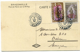 CONGO CARTE POSTALE DEPART BRAZZAVILLE R.P. 9 AVRIL 32 MOYEN-CONGO POUR LE SENEGAL - Covers & Documents