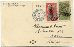 CONGO CARTE POSTALE DEPART BRAZZAVILLE R.P. 9 AVRIL 32 MOYEN-CONGO POUR LE SENEGAL - Briefe U. Dokumente