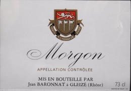 ETIQUETTE De VIN " MORGON " Appellation Contrôlée - 73cl - Très Bon état  - - Beaujolais