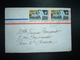 LETTRE TP USA FIRST MAN ON THE MOON 10 X2 OBL. DC 31 1969 - North  America
