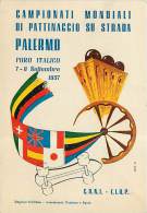 CAMPIONATI MONDIALI DI PATTINAGGIO ARTISTICO SU STRADA - PALERMO 1957. BELLA ILLUSTRAZIONE CON FRANCOBOLLI E ANNULLI '57 - Eiskunstlauf