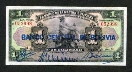 Billete De "1 Boliviano" Editado En 1911, Denominados "Mercurios Con Sobresello". - Bolivien