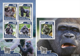 CENTRAL AFRICA 2016 ** Gorillas M/S+S/S - OFFICIAL ISSUE - A1609 - Gorilles