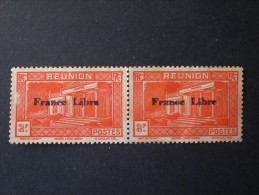 STAMPS REUNION ISLAND 1943 TIMBRES 1933-39 SURCHANGES FRANCE LIBRE MNG ERROR "E" LIBRE - Nuovi