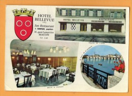 71 Saone Et Loire Macon Hotel Restaurant " Bellevue" 36 Quai Lamartine   Carte Mulivues - Macon