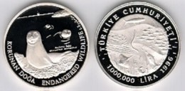 AC - MEDITERRANEAN MONK SEAL COMMEMORATIVE SILVER COIN PROTECTED NATURE SERIES TURKEY 1996 PROOF UNCIRCULATED - Turkey